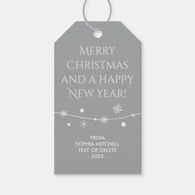 Timeless - Silver Grey - Snowflake Gift Tags (Front)