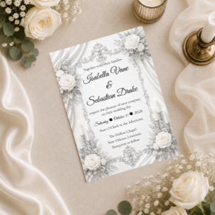 Timeless Silver Ivory Elegance Wedding Invitation