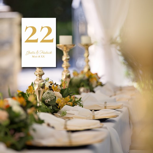 Timeless Simple Elegance Gold Script Wedding Table Number (Creator Uploaded)