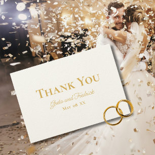 Timeless Simple Minimalist Luxe Gold Wedding Thank You Card