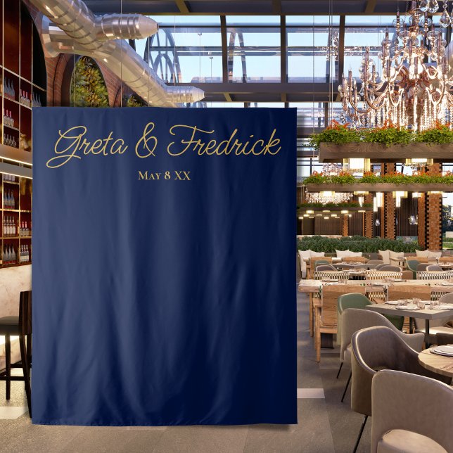 Timeless Simple Minimalist Navy Gold Wall Backdrop Tapestry (Creator Uploaded)