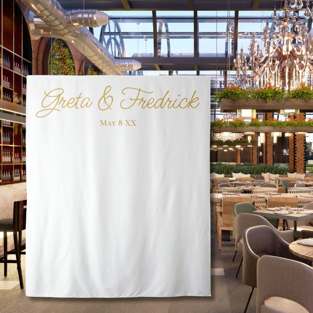 Timeless Simple Minimalist White Gold Backdrop Tapestry (Creator Uploaded)