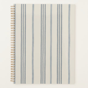 Timeless Slate Blue Painterly Stripe Pattern Planner