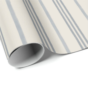 Timeless Slate Blue Painterly Stripe Pattern Wrapping Paper