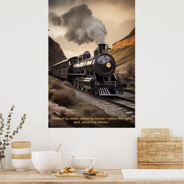 "Timeless Steam: The Majesty of Classic Trains Poster (Kitchen)