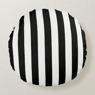 Timeless Stripes Black & White Round Cushion