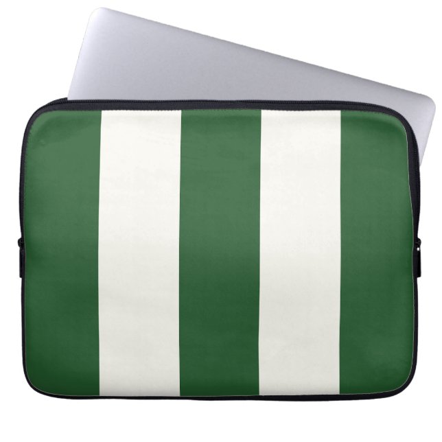 Timeless Stripes Green White Laptop Sleeve (Front)
