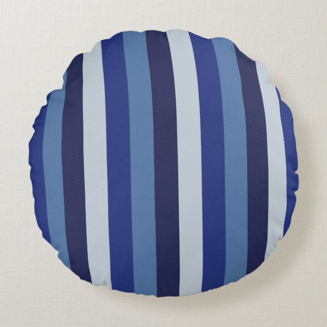 Timeless Stripes Navy Blue Round Cushion (Front)