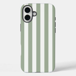 Timeless Stripes Sage Green iPhone 16 Plus Case