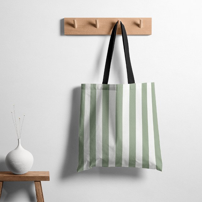Timeless Stripes Sage Green Tote Bag (Creator Uploaded)