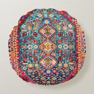 Timeless Tapestry: Colorful Moroccan Heritage  Round Cushion