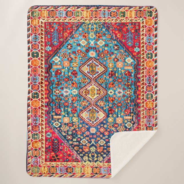Timeless Tapestry: Colourful Moroccan Heritage  Sherpa Blanket (Front)