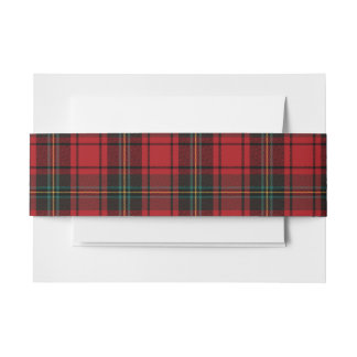 Timeless Tartan Plaid Red Black Ralph Christmas Invitation Belly Band
