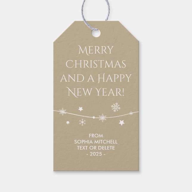 Timeless - Taupe Beige - Snowflake Gift Tags (Front)