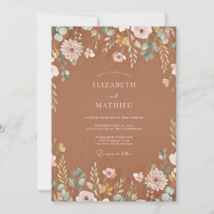 Timeless Terracotta Wildflower Wedding Invitation
