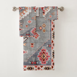 Timeless Threads: Heritage Boho Moroccan Geometry Bath Towel Set