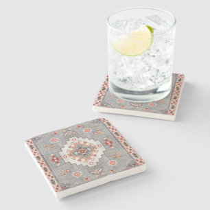 Timeless Threads: Heritage Boho Moroccan Geometry Stone Coaster