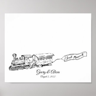 Timeless Train Fingerprint Guest Book