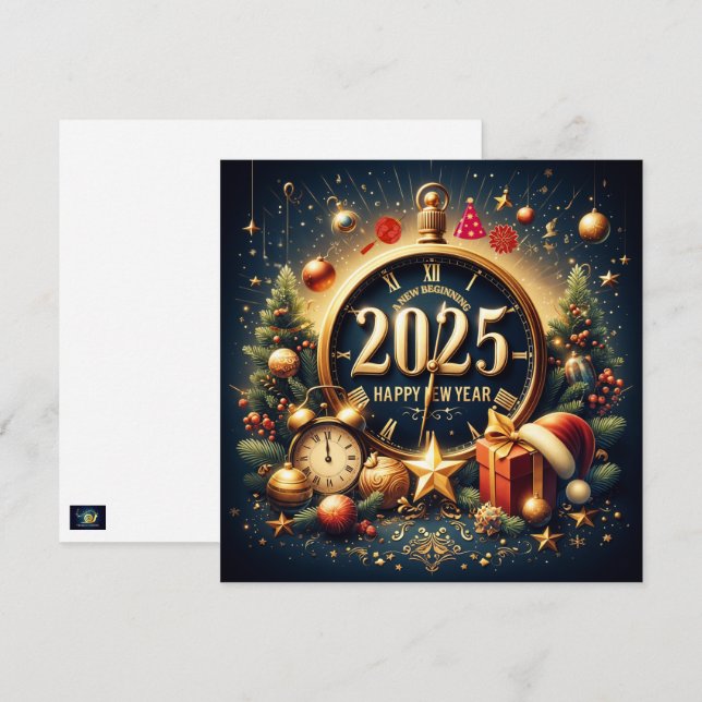 Timeless Treasures: Welcoming 2025 in Golden Splen Holiday Card (Front/Back)