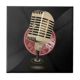 Timeless Tribute to Vintage Music Retro Microphone Tile