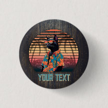 Timeless Tropical Cat Attitude 1 Inch Round Button