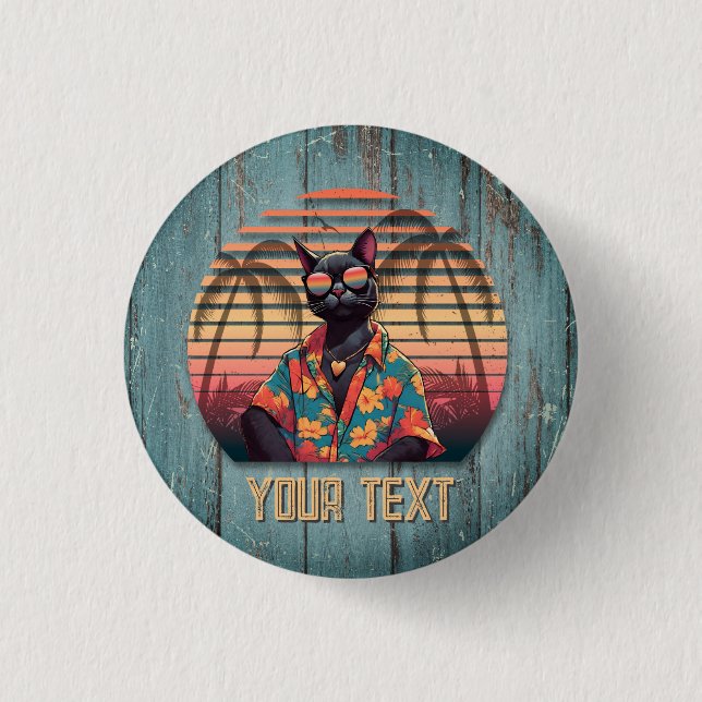 Timeless Tropical Cat Attitude 3 Cm Round Badge (Front)