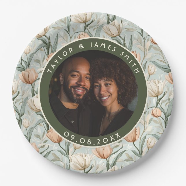 Timeless Tulip Fantasy Countryside Wedding Paper Plate (Front)
