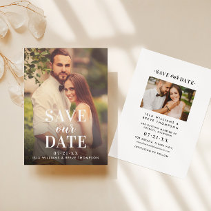 Timeless Type Save Our Date White Wedding Photo Save The Date