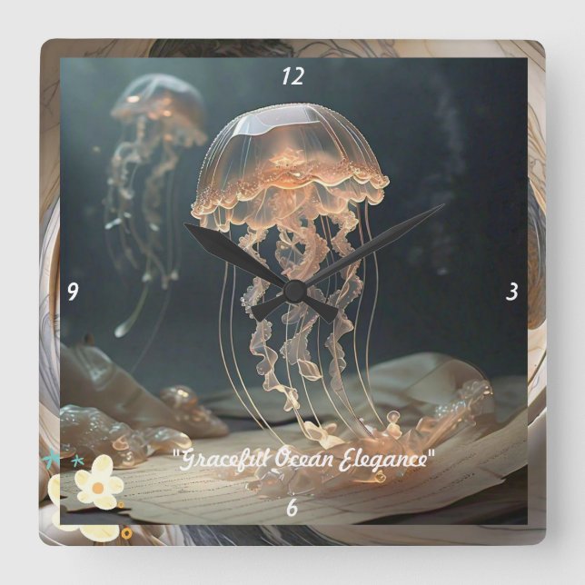 "Timeless Underwater Splendour" Square Wall Clock (Front)