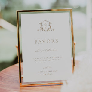 Timeless Vines Beige Crest Favour Sign