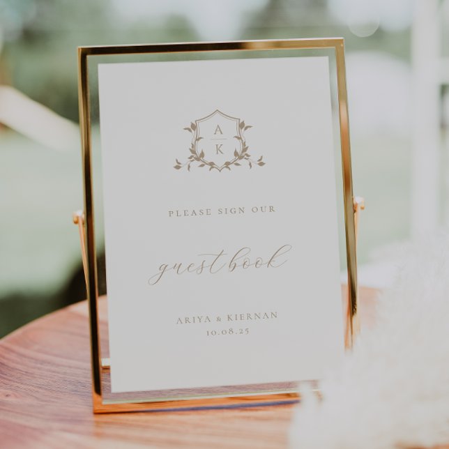 Timeless Vines Beige Crest Guest Book Sign (Creator Uploaded)