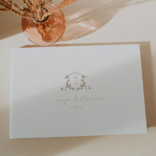 Timeless Vines Beige Crest Wedding Monogram Guest Book