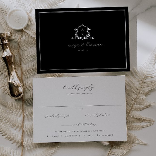 Timeless Vines Black Crest Meal Choice RSVP Card (Creator Uploaded)
