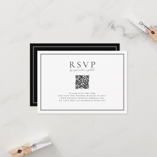 Timeless Vines Black Crest QR Code Invitation (Front/Back In Situ)