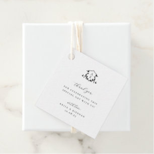 Timeless Vines Black Crest Wedding Monogram Favour Tags