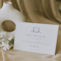 Timeless Vines Dusty Blue Crest Monogram Wedding