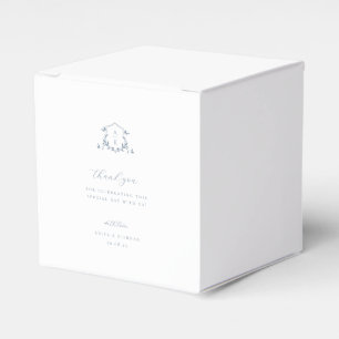 Timeless Vines Dusty Blue Crest Wedding Monogram Favour Box