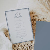 Timeless Vines Dusty Blue Monogram Wedding Crest