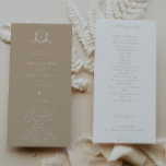 Timeless Vines Monogram Crest Beige Programme<br><div class="desc">Elegant greenery adorned crest,  wedding program hand fans. Modern and timeless monogram wedding crest with trendy minimalist typography template.</div>