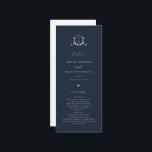 Timeless Vines Monogram Crest Navy Blue Program Invitation<br><div class="desc">Elegant greenery adorned crest,  wedding program hand fans. Modern and timeless monogram wedding crest with trendy minimalist typography template.</div>