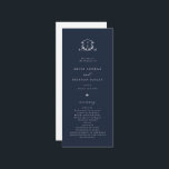 Timeless Vines Monogram Crest Navy Blue Program Invitation<br><div class="desc">Elegant greenery adorned crest,  wedding program hand fans. Modern and timeless monogram wedding crest with trendy minimalist typography template.</div>