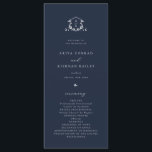 Timeless Vines Monogram Crest Navy Blue Programme<br><div class="desc">Elegant greenery adorned crest,  wedding program hand fans. Modern and timeless monogram wedding crest with trendy minimalist typography template.</div>