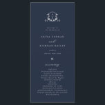 Timeless Vines Monogram Crest Navy Blue Programme<br><div class="desc">Elegant greenery adorned crest,  wedding program hand fans. Modern and timeless monogram wedding crest with trendy minimalist typography template.</div>