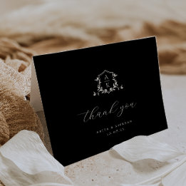 Timeless Vines Monogram Crest Wedding Photo Thank You Card