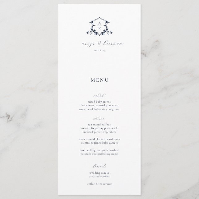 Timeless Vines Wedding Crest Menu and Thank You (Front)
