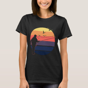 Timeless Vintage Fishing Scene Design T-Shirt