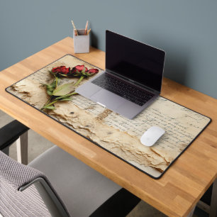 Timeless Vintage Floral Love Letter Desk Mat