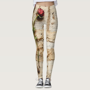 Timeless Vintage Floral Love Letter Leggings