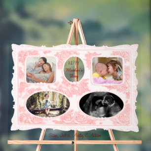Timeless Vintage Regency 4 Photo Pink Mothers Day Acrylic Sign
