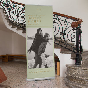 Timeless Vintage Style Rehearsal Dinner Welcome Retractable Banner